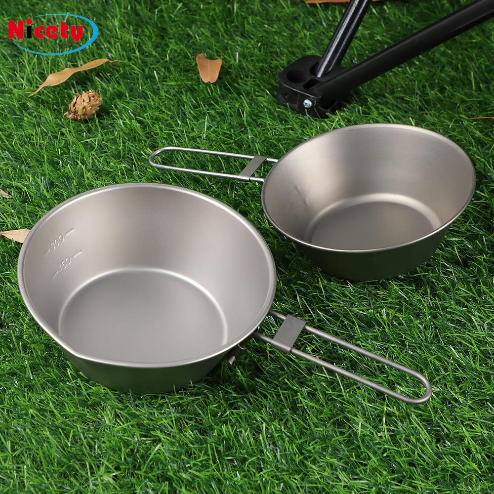 户外纯钛雪拉碗炊具露营烧水野营用品手柄可折叠野餐便携式餐具杯