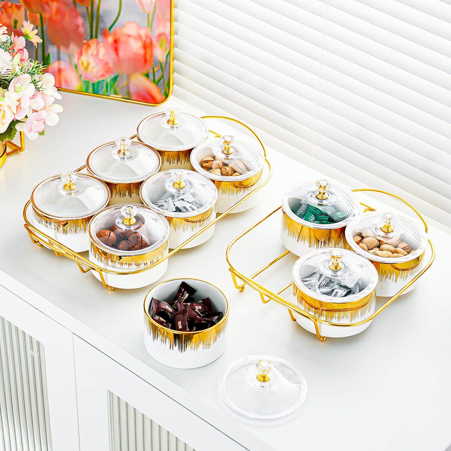 中东土耳其家用陶瓷分格水果盘客厅创意精致干果盘坚果商用小吃碟