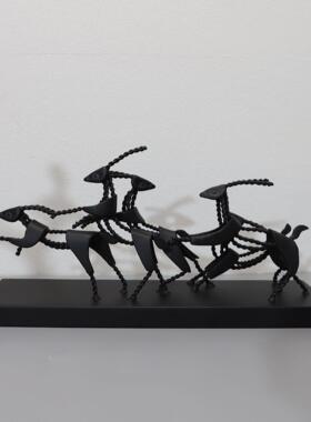 欧式极简创意金属动物摆件样板房电视柜茶几家居客厅装饰品摆设