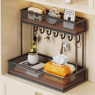 玄关钥匙收纳盒子入户门口挂架鞋柜上置物架桌面分层遥控器收纳架