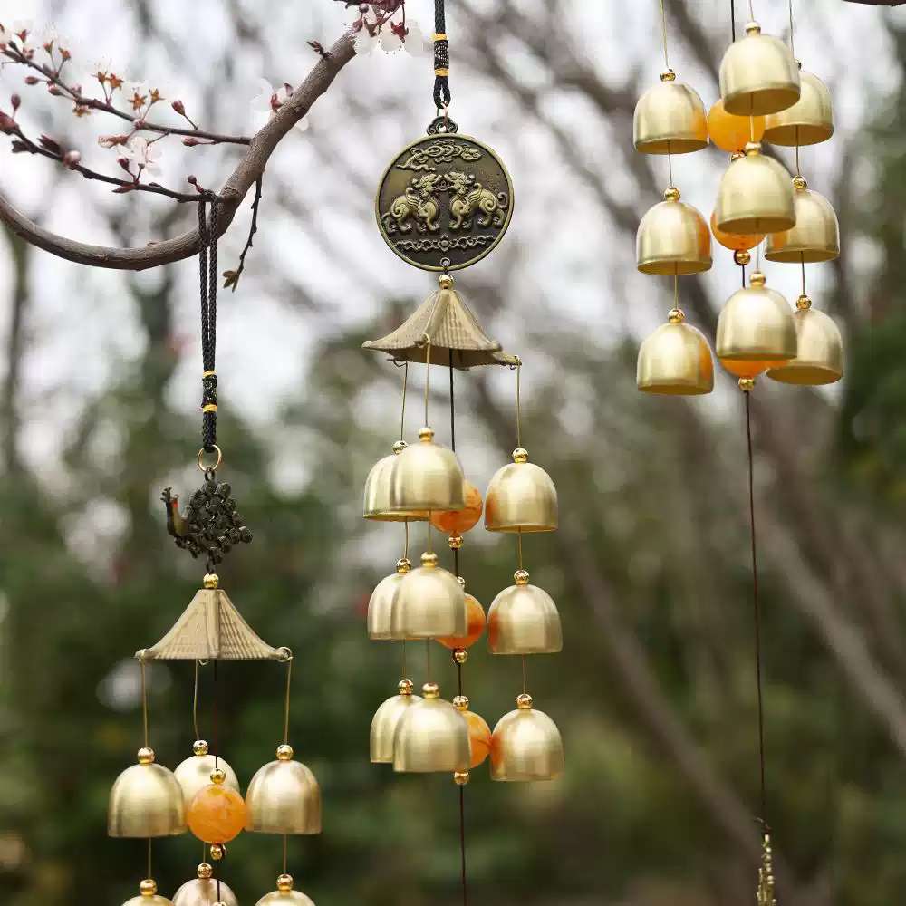 招财进宝风铃中高档复古门饰挂件创意居阳台招财纯铜铃铛