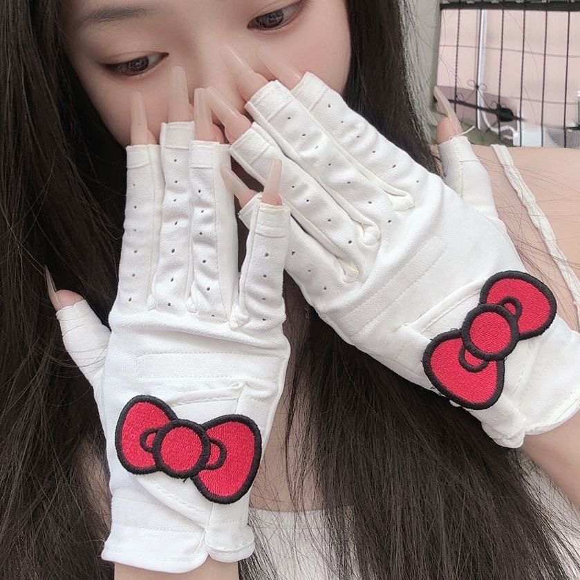 蝴蝶kt高尔夫手套女士露指弹力防滑耐磨透气可爱防晒双手练习手套