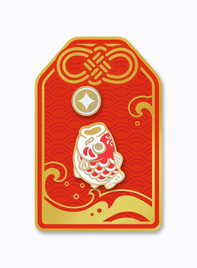 Nice stream 钓鱼仔联名财盈鱼满锦鲤徽章套装夜光胸针路亚周边