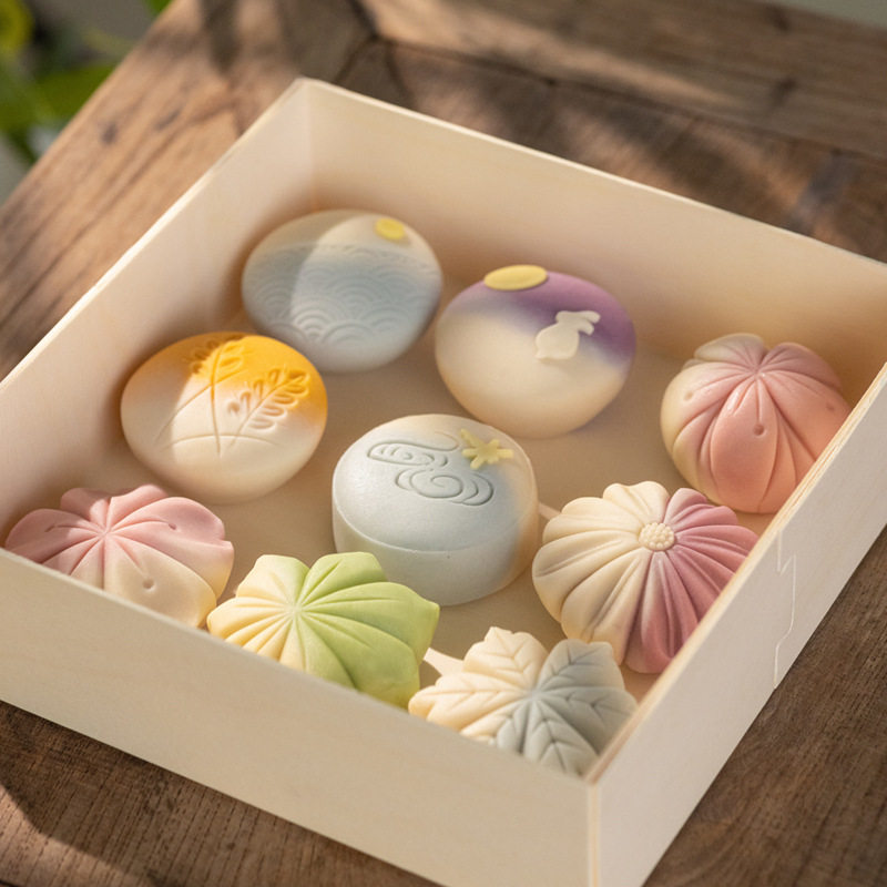 和菓子4枚装新中式传统糕点桃山皮结婚订婚礼盒摆台和果子伴手礼