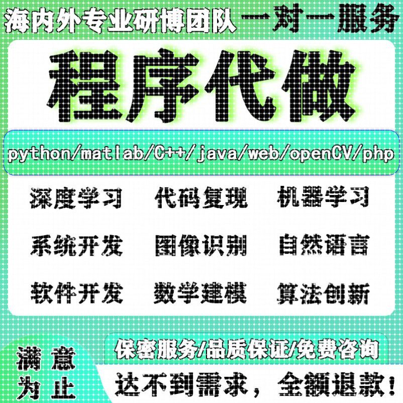 python代编程matlab算法代码定制深度学习javaC#C  程序代写C语言