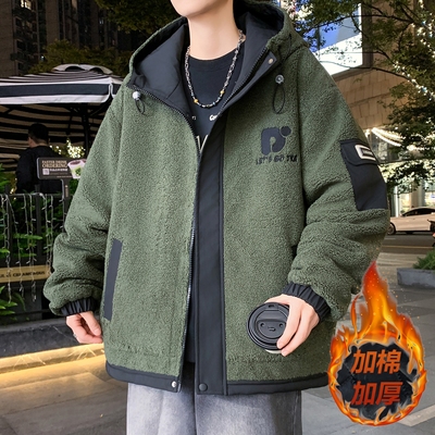 羊羔绒外套男秋冬季2025新款加厚羊羔毛棉衣男生潮流颗粒绒羽绒服