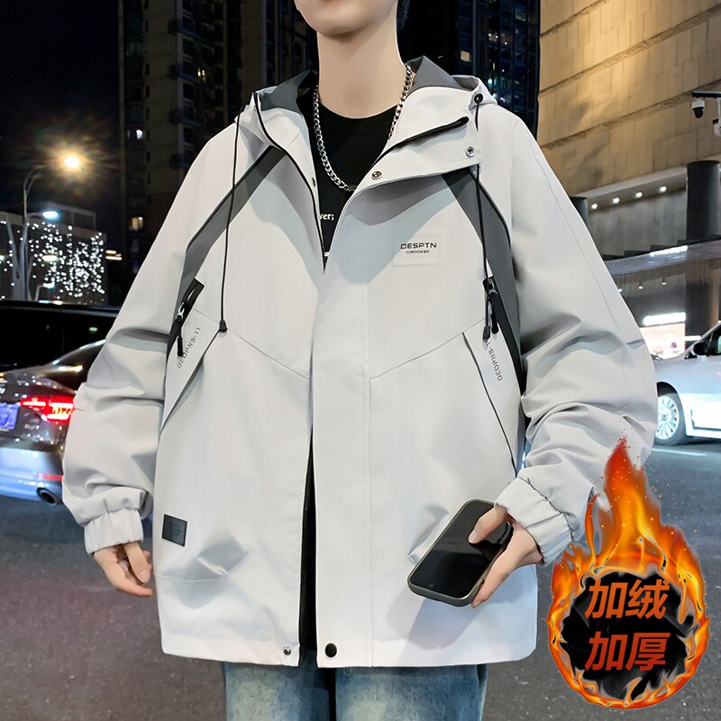 秋冬季加绒加厚棉服外套男初高中学生潮牌羽绒服青少年大童冲锋衣