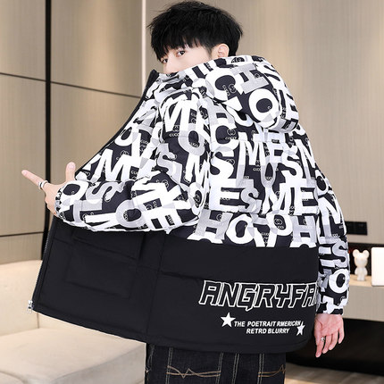 青少年羽绒服冬季新款加厚男孩帅气学生棉衣大童男士外套潮牌2024