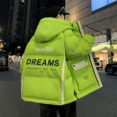羽绒服男冬季2024新款青少年潮牌保暖连帽外套初高中学生加厚棉衣