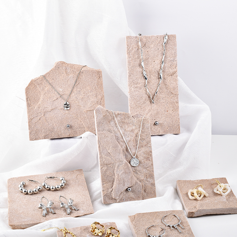 凡岩首饰展示架天然粉色石材