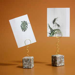 原创zakka大理石黄铜铁艺照片夹名片夹菜单夹立式便签夹卡片底座