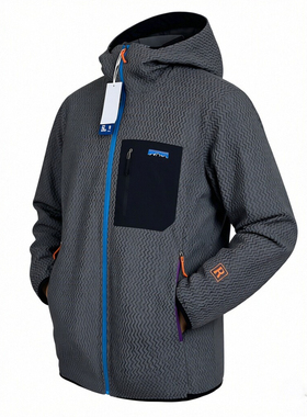 户外机能风巴塔家波浪纹连帽抓绒衣男女防风保暖透气开衫外套pata