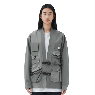 李宁LNG都市机能风系列纯色组合口袋拼接道袍夹克男女外套FDBC004