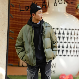 《购买前看详情B品》李宁直筒拉链立领修身短款羽绒服男AYMR385