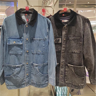 中国李宁2024新品男女同款运动宽松休闲翻领水洗牛仔外套AJDU309