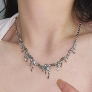 不锈钢液态金属水滴熔岩系列锁骨链女 锁骨链 ins小众设计嘻哈个性