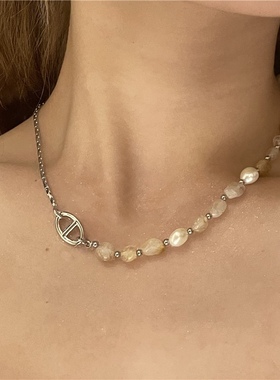 欧美ins复古淡水珍珠蛇骨链女
