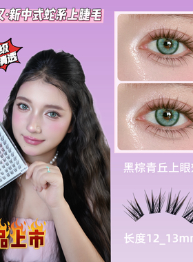 周小又新中式青丘黑棕色狐系斜飞清冷cos妆上镜钓系大眼上睫毛Y71