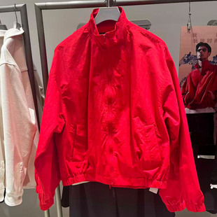 WLJZWFJTUR男装立领拉链夹克男2026 春季宽松红色外套潮UMF160014