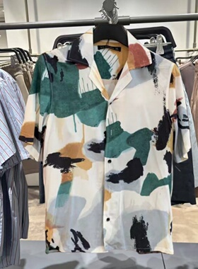 2026夏季新款潮牌时尚青年男士休闲百搭宽松度假风短袖衬衫  上衣