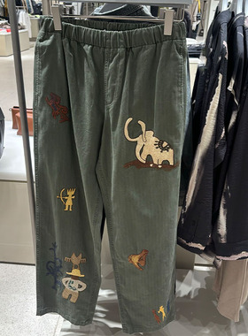 2025秋季新款WLJZWFJTUR潮男装趣味刺绣图案宽松直筒裤UML640090
