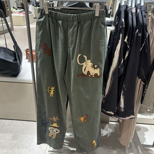 JTUR男装刺绣宽松直筒长裤