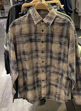 2025秋季新款WLJZWFJTUR男装时尚潮流格纹长袖宽松衬衫UML230009