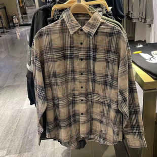 2026春季新款WLJZWFJTUR男装时尚潮流格纹长袖宽松衬衫UML230009