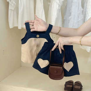 女童套装夏季棉质透气薄款凉快背心短裙两件套小女孩生日送礼度假