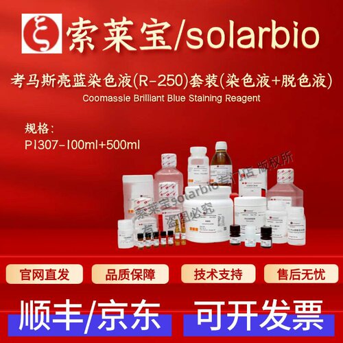 索莱宝 考马斯亮蓝染色液(R-250)套装(染色液+脱色液) P1307科研