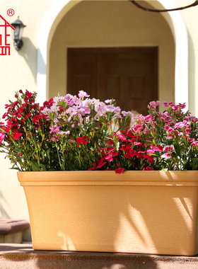诚信加深陶土风格长槽种菜盆长方形花盆
