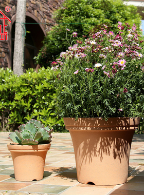 加厚包邮诚信陶土风格大花盆仿红陶盆树脂花