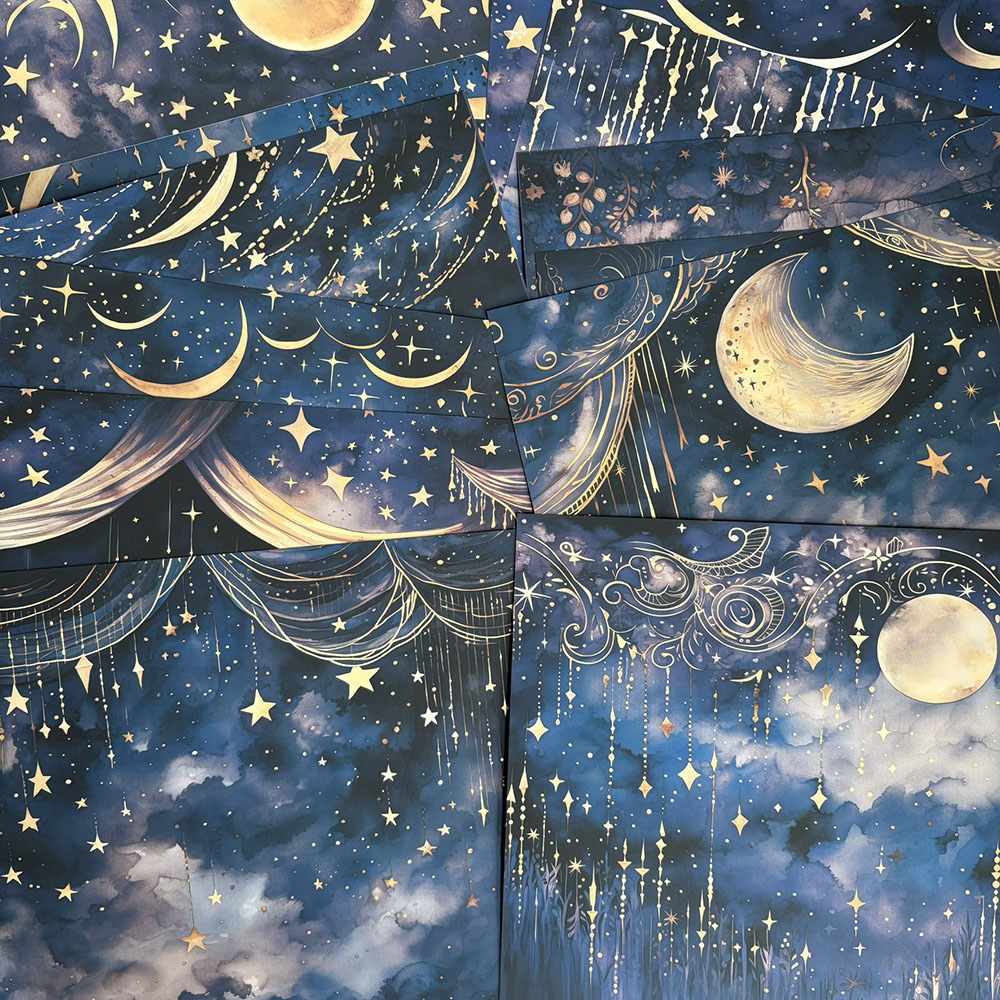复古宇宙背景纸暗色diy扎包材料星星痛包手帐剪贴素材纸