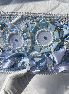 双人餐盘成品痛板原创手工diy材料包蓝色白雪花痛包装饰吧唧谷美