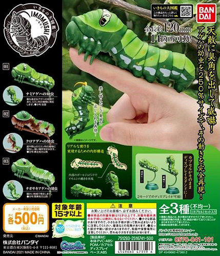 万代BANDAI 仿真昆虫动物可动扭蛋模型系列 毛毛虫 凤蝶幼虫 现货