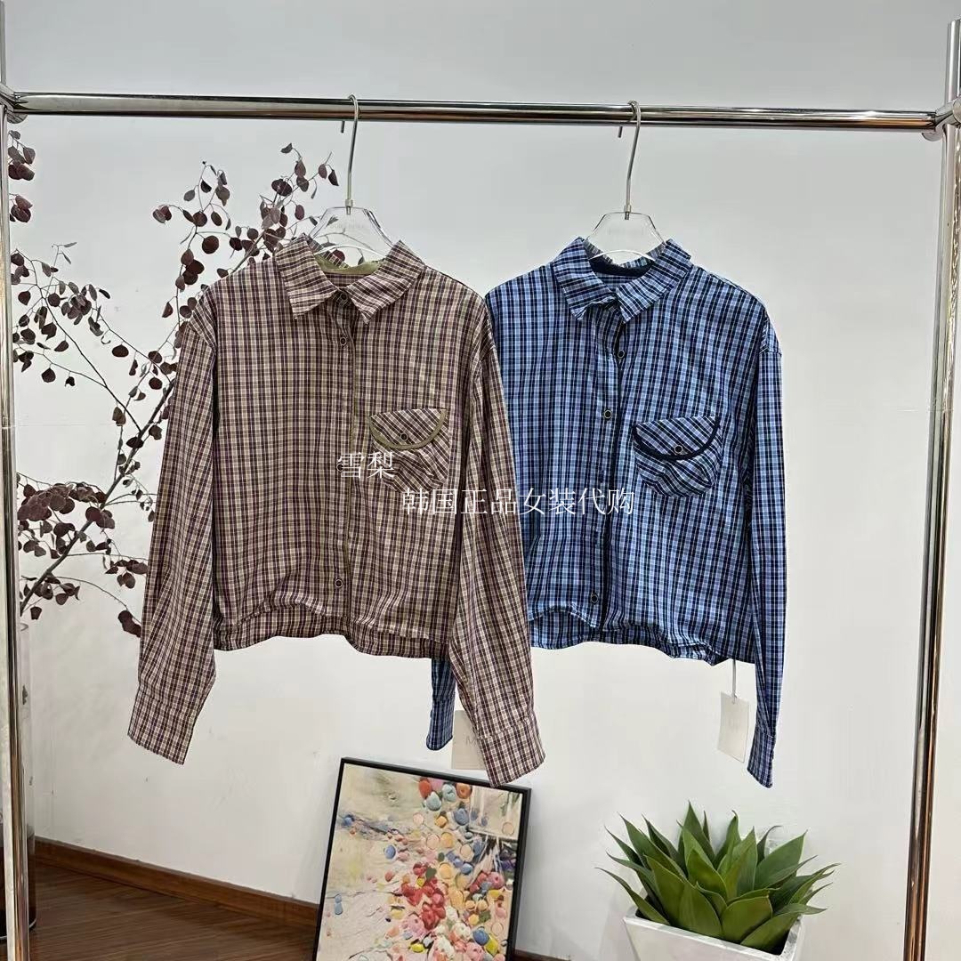 现货 欧货正品女装代购2025早秋款翻领单排扣侧口袋工装长袖衬衫