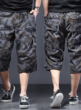 男短裤夏全棉七分裤休闲7分裤纯棉大码宽松迷彩5分多口袋工装中裤
