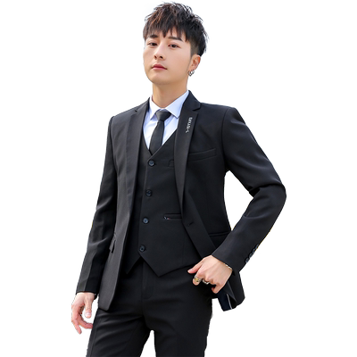 夏季新郎结婚条纹英伦风正装礼服