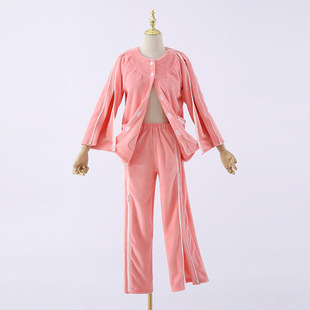 放疗专用衣服女法兰绒病号服袖子带拉链上衣套装手骨折保暖衣康复