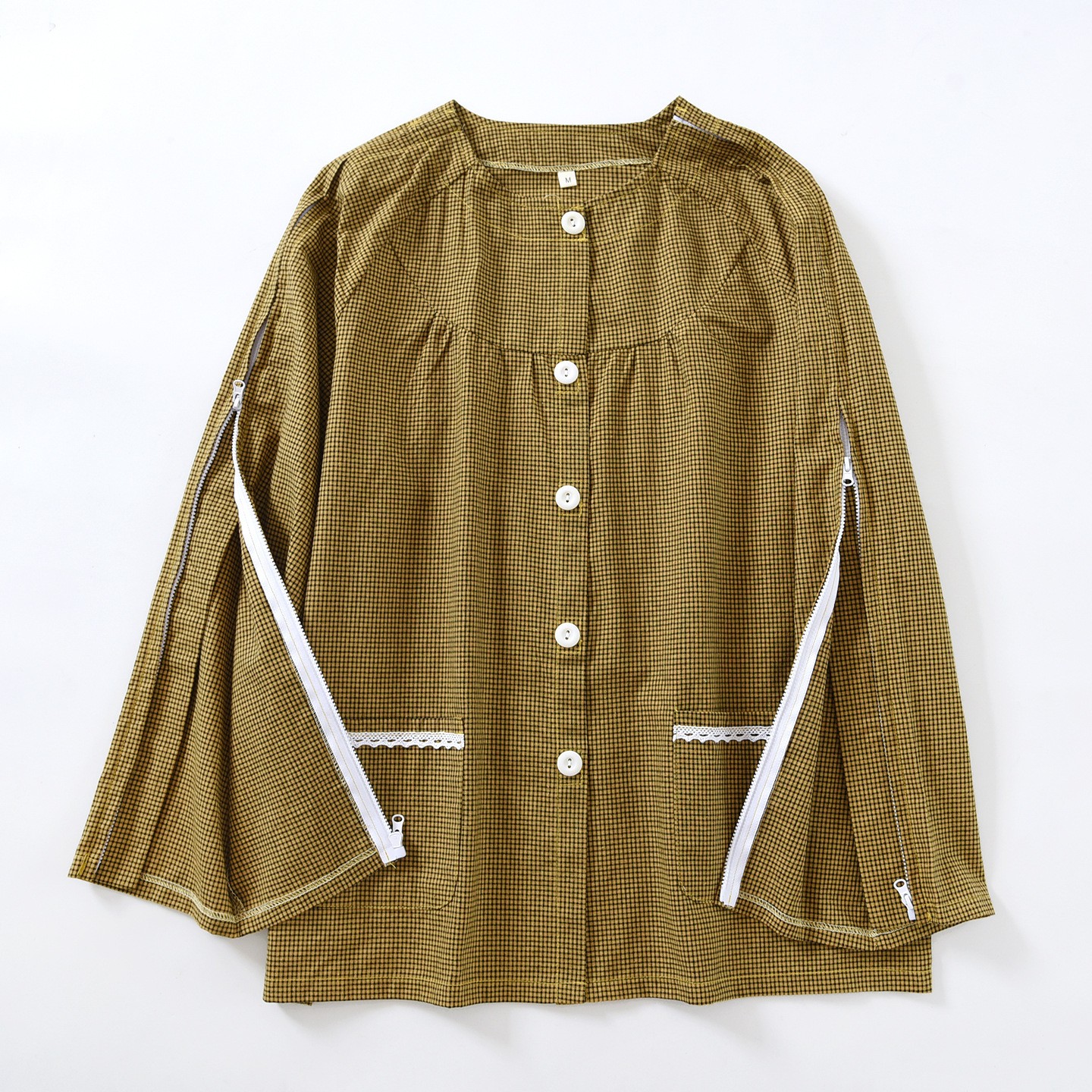 春夏梭织棉布术后病号服女袖子有拉链手受伤衬衫化疗埋管衣服纯棉
