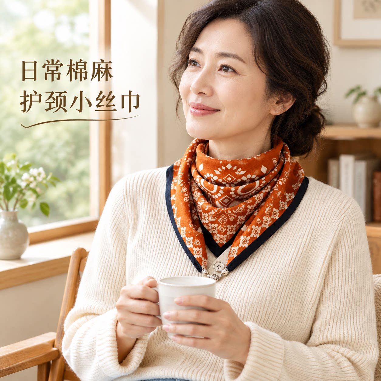 防寒护颈保暖方巾磁吸扣三角丝巾棉围巾女春秋冬洋气围脖气质百搭