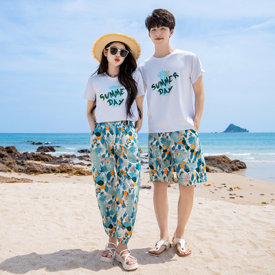 海南三亚海边沙滩装情侣装夏装T恤套装潮男女裙子度假旅游穿搭服