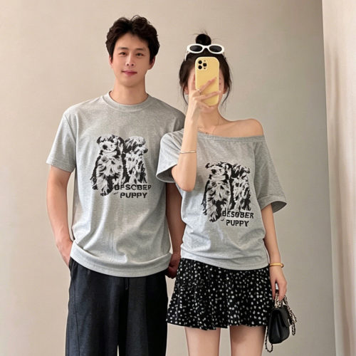 特别的情侣T恤一长一短小众设计