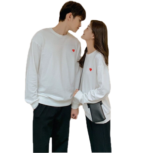 定制领证登记情侣装冬卫衣白色长袖爱心小众大码拍结婚登记证衣服