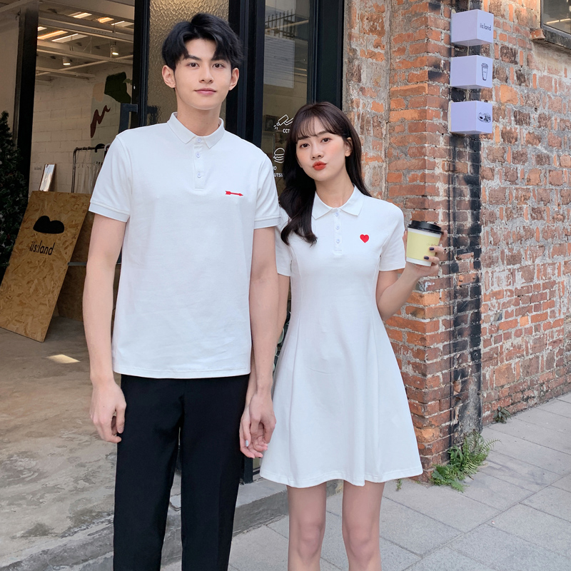 情侣装夏装白色连衣裙运费险