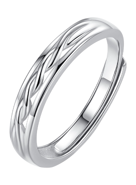 情意绵绵纯银情侣对戒纯银