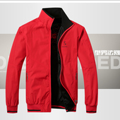 春秋季 定制双面穿 工作服冉图双面穿外套男士 休闲大红色宽松外