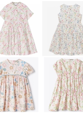 意大利订单 IL GU/F0女童碎花liberty全棉连衣裙