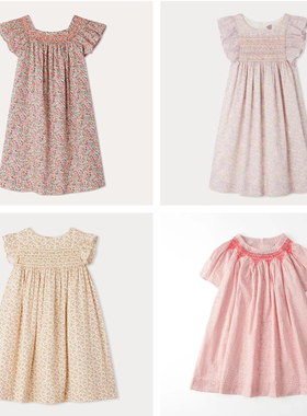 法单BP新款夏季liberty碎花打揽连衣裙