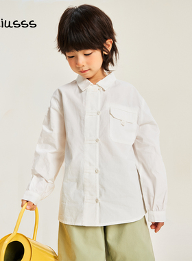 viciusss丸社男女童衬衫2025新款儿童春秋款纯棉上衣休闲长袖衬衣